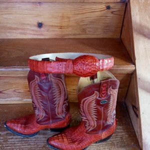 Tony West Alligator Boots With Matching Belt